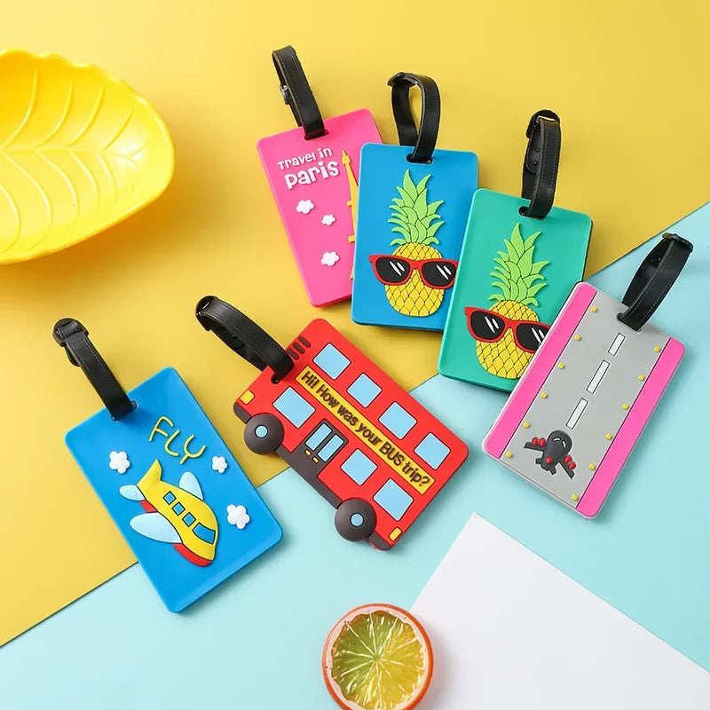 Silicone Cartoon Cute Luggage Tag Travel Suitcase Bag Address Holder Aircraft Pattern Luggage Label Travel Accessories