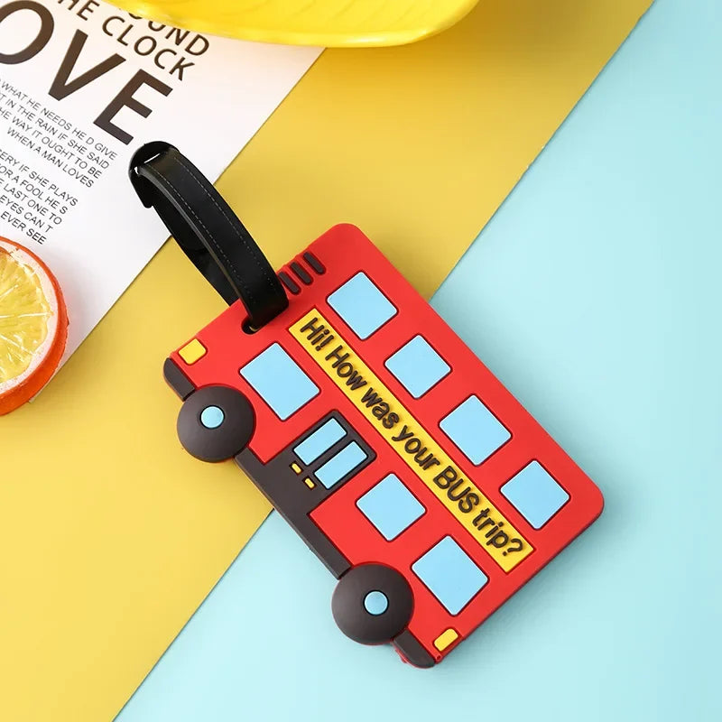 Silicone Cartoon Cute Luggage Tag Travel Suitcase Bag Address Holder Aircraft Pattern Luggage Label Travel Accessories