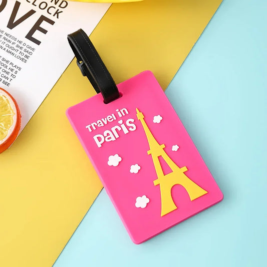Silicone Cartoon Cute Luggage Tag Travel Suitcase Bag Address Holder Aircraft Pattern Luggage Label Travel Accessories