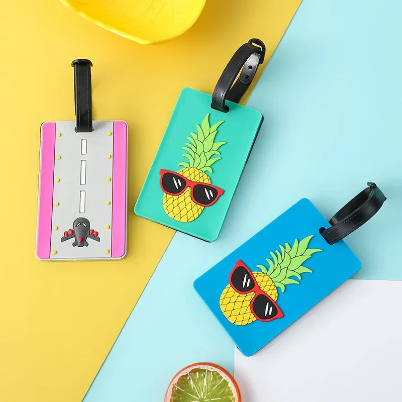Silicone Cartoon Cute Luggage Tag Travel Suitcase Bag Address Holder Aircraft Pattern Luggage Label Travel Accessories