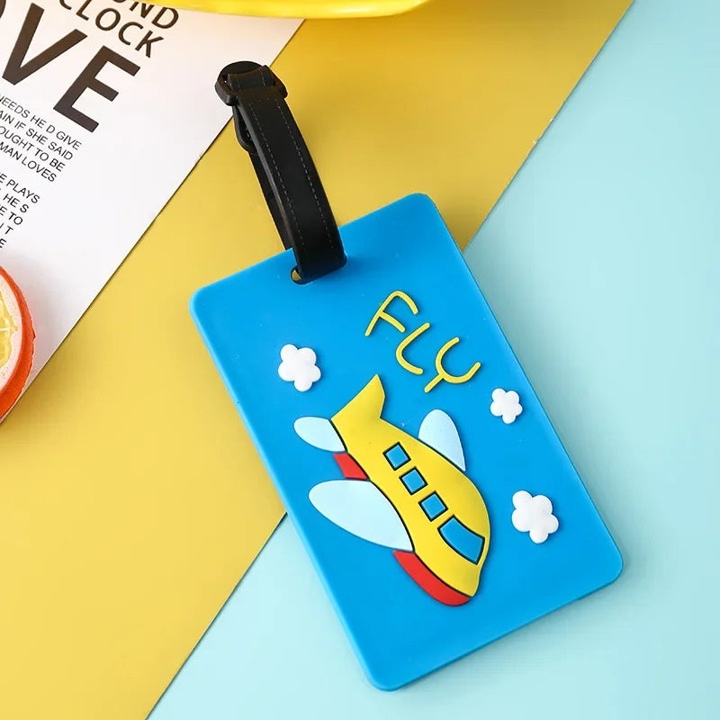Silicone Cartoon Cute Luggage Tag Travel Suitcase Bag Address Holder Aircraft Pattern Luggage Label Travel Accessories
