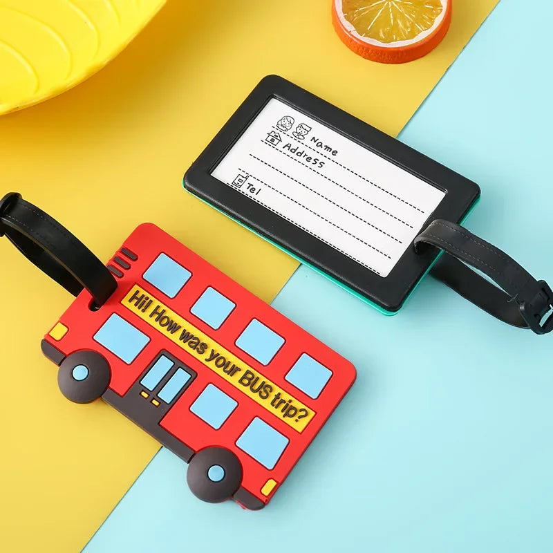 Silicone Cartoon Cute Luggage Tag Travel Suitcase Bag Address Holder Aircraft Pattern Luggage Label Travel Accessories