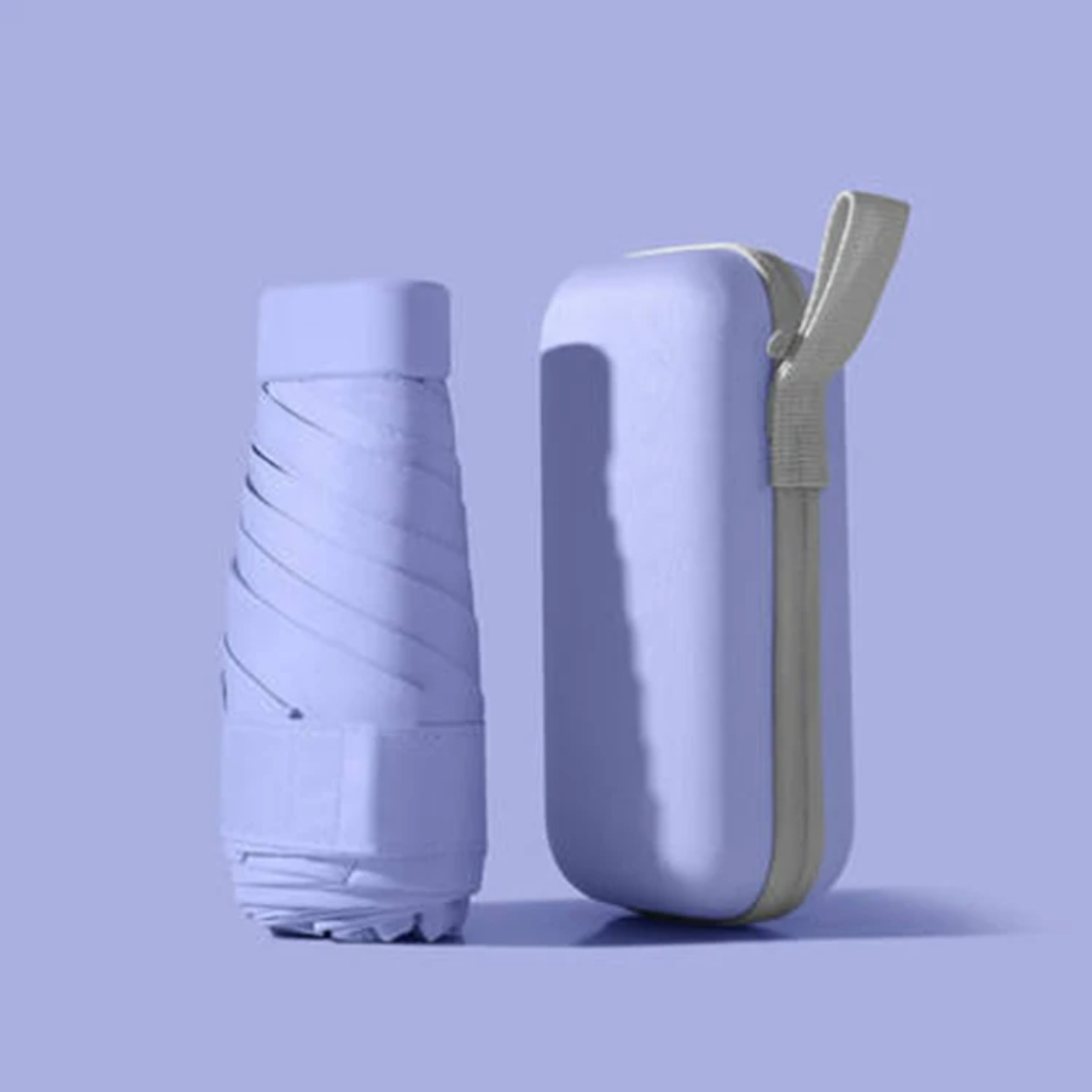 Mini Compact Travel Umbrella with Waterproof Capsule Case - Lightweight Portable Sun & Rain Umbrella - UV Protection - Pastel Lavender