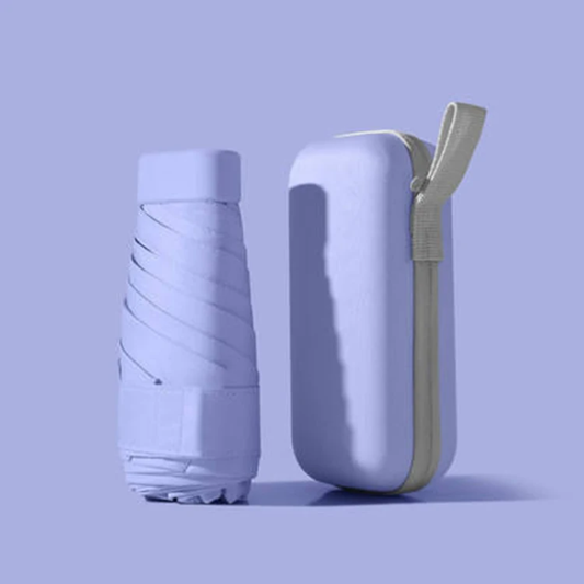 Mini Compact Travel Umbrella with Waterproof Capsule Case - Lightweight Portable Sun & Rain Umbrella - UV Protection - Pastel Lavender